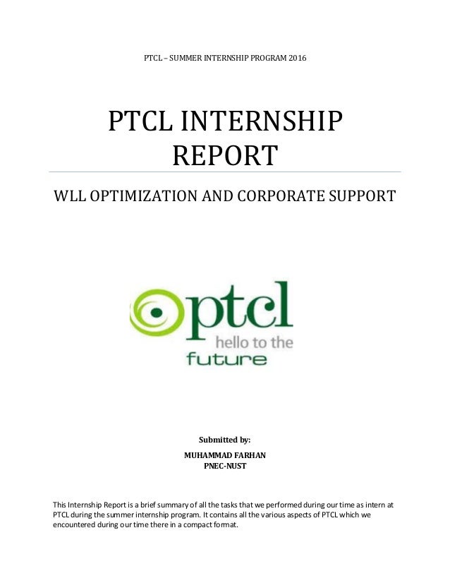 internship report on ptcl finance